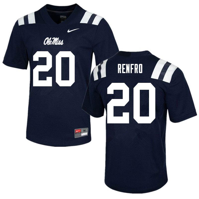Kade Renfro Ole Miss Rebels NCAA Men's Navy #20 Stitched Limited College Football Jersey YBA5058TQ
